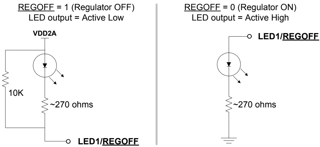 FIGURE 3-10: LED1/REGOFF POLARITY CONFIGURATION